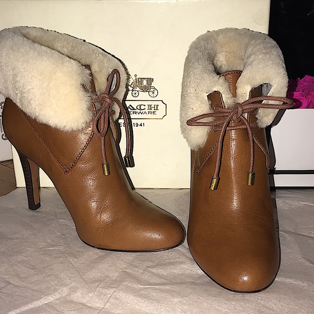 Authentic Coach Malia Shearling Booties